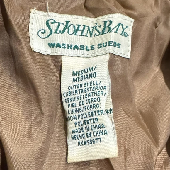 Vintage St. John's Bay Washable Suede Jacket Coat Brown Leather Women's Medium M - Picture 9 of 12
